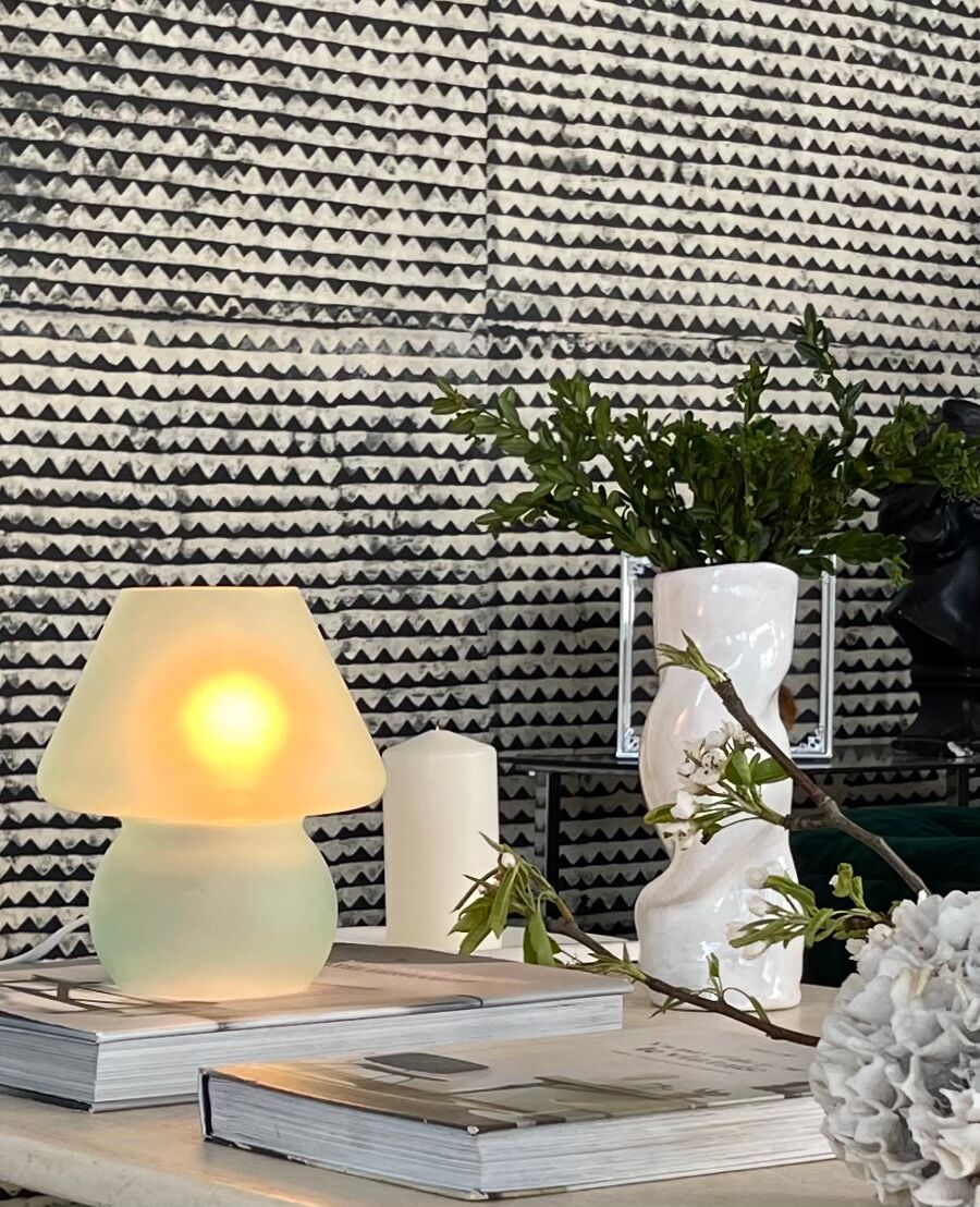 Frosted glass mushroom lamp