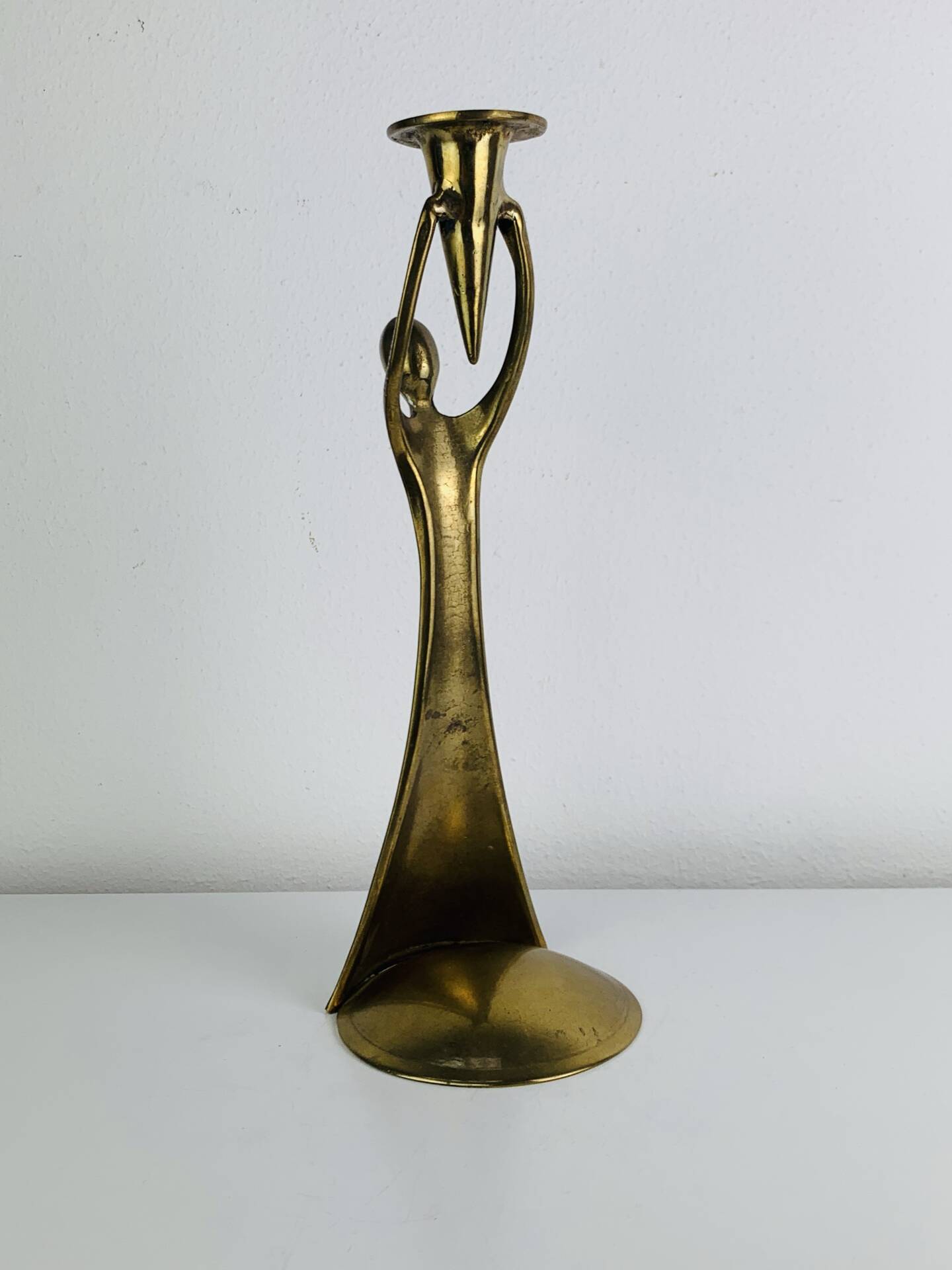Sculptural brass candle holder, vintage