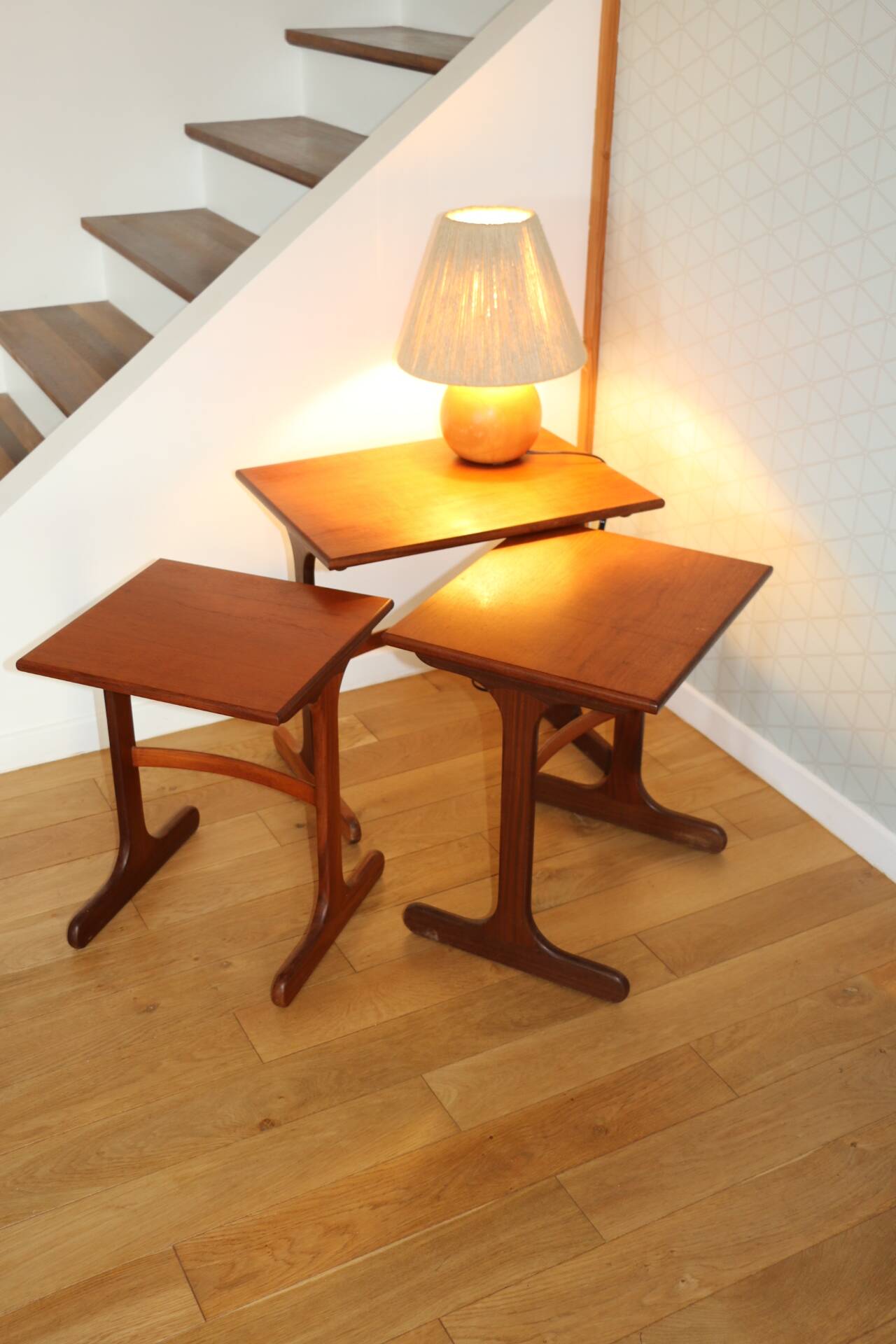 Lampe bois avec abat-jour corde 400mm