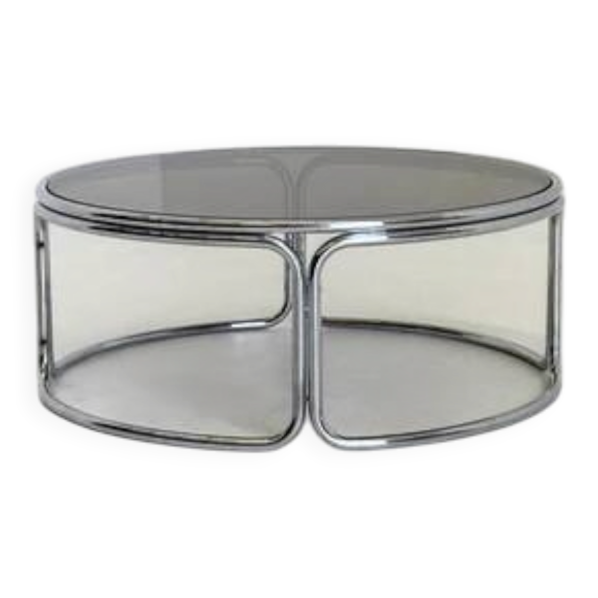 Space Age Coffee Table with Smoked Glass and Chrome