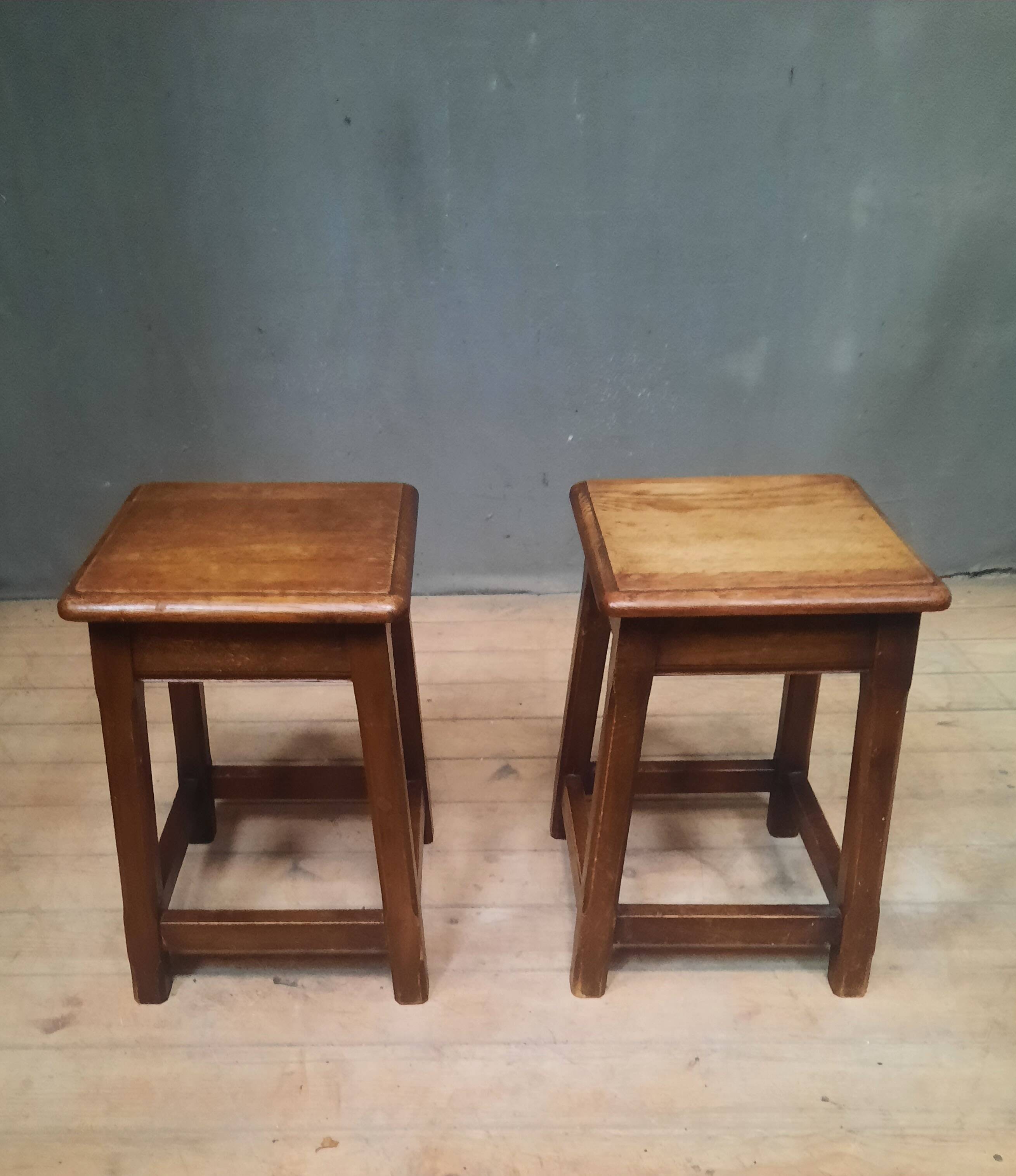 Pair of solid oak stools