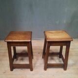 Pair of solid oak stools