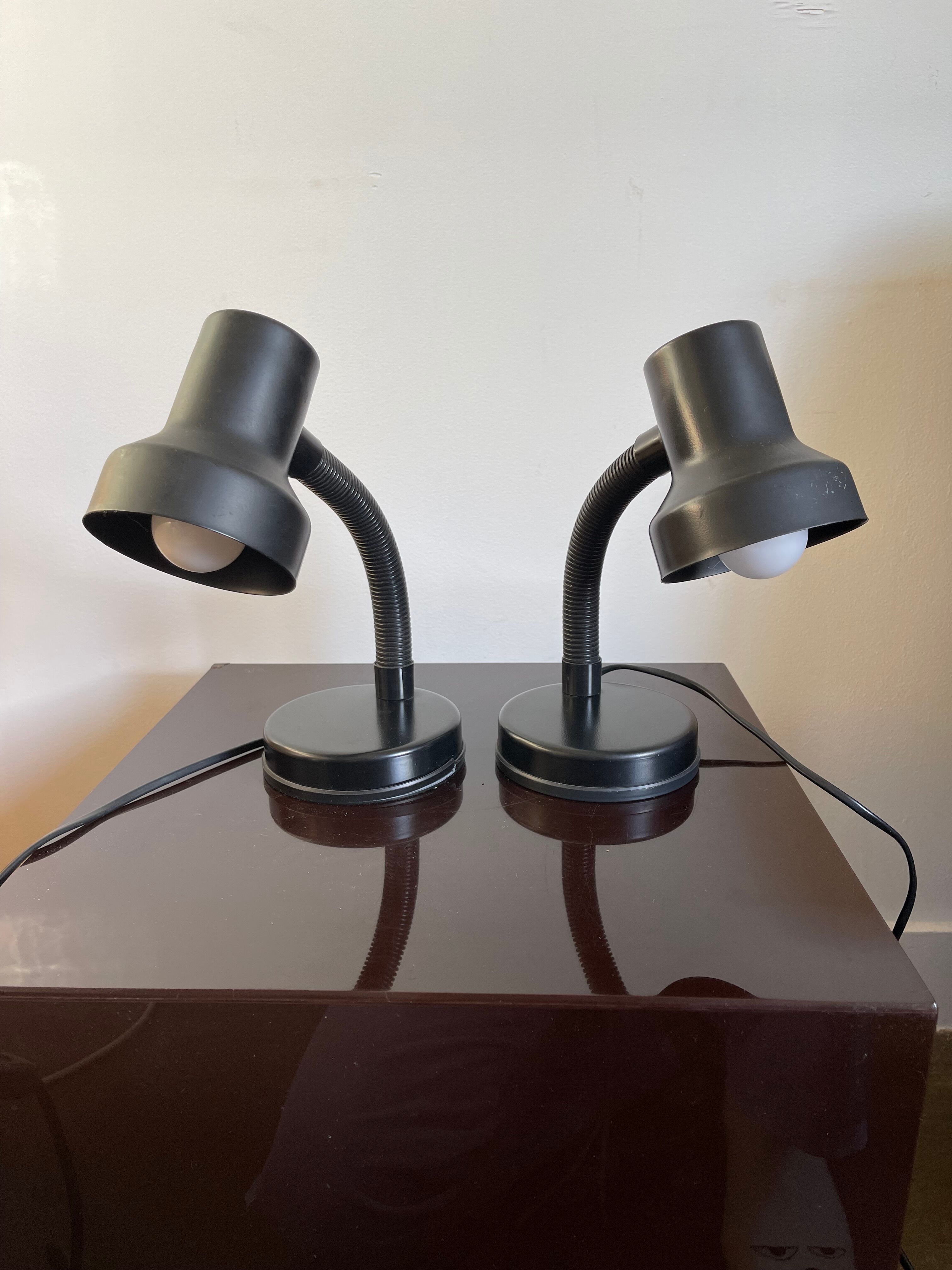 Pair of black Italian bedside lamps