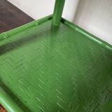 Table with 3 wood and bamboo trays