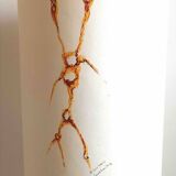 Double lighting floor lamp, white opaline, frosted effect, brown marbling, height 95 cm