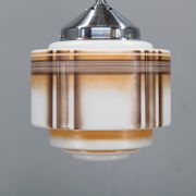 1930s Napako Art Deco pendant light in chrome and glass, restored, new wiring