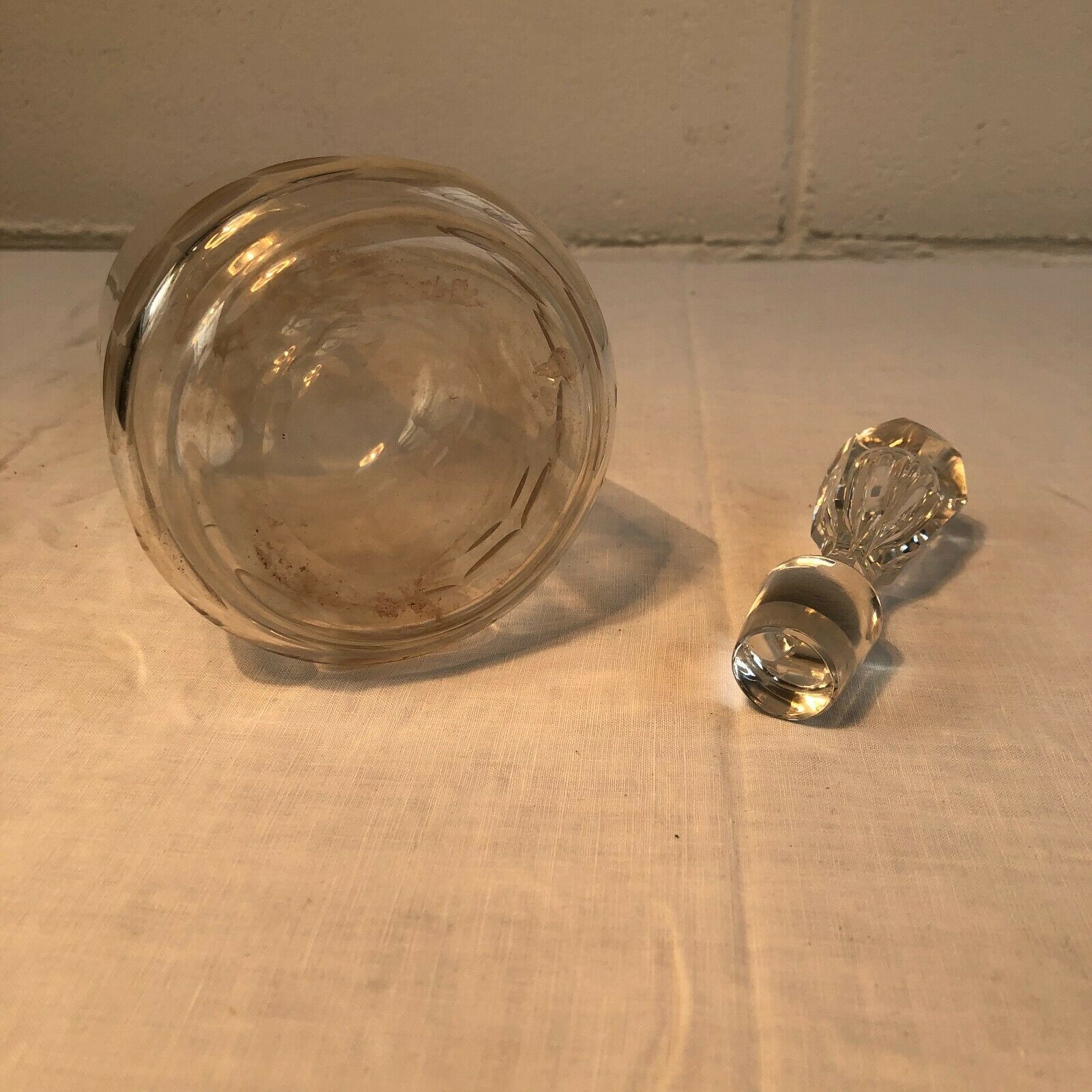 Flat rib crystal bottle late 19th century