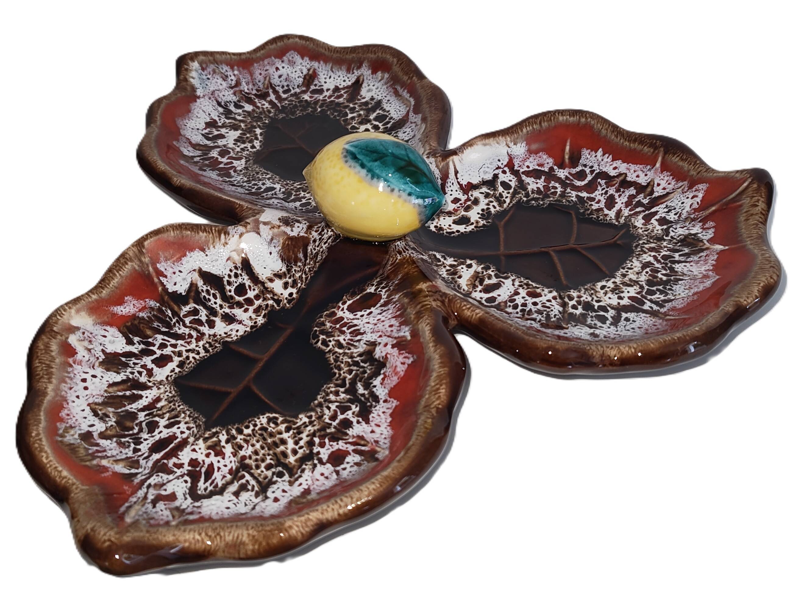 Aperitif plate / Tripod bowl in ceramic – Vallauris – Vintage
