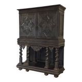 Large Louis XIII cabinet in ebony veneer, 17th century