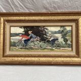 Old painting signed Oil on cardboard dimension: height - 34cm - width -58cm -