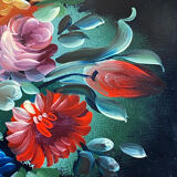 Wooden platter, hand-painted decoration