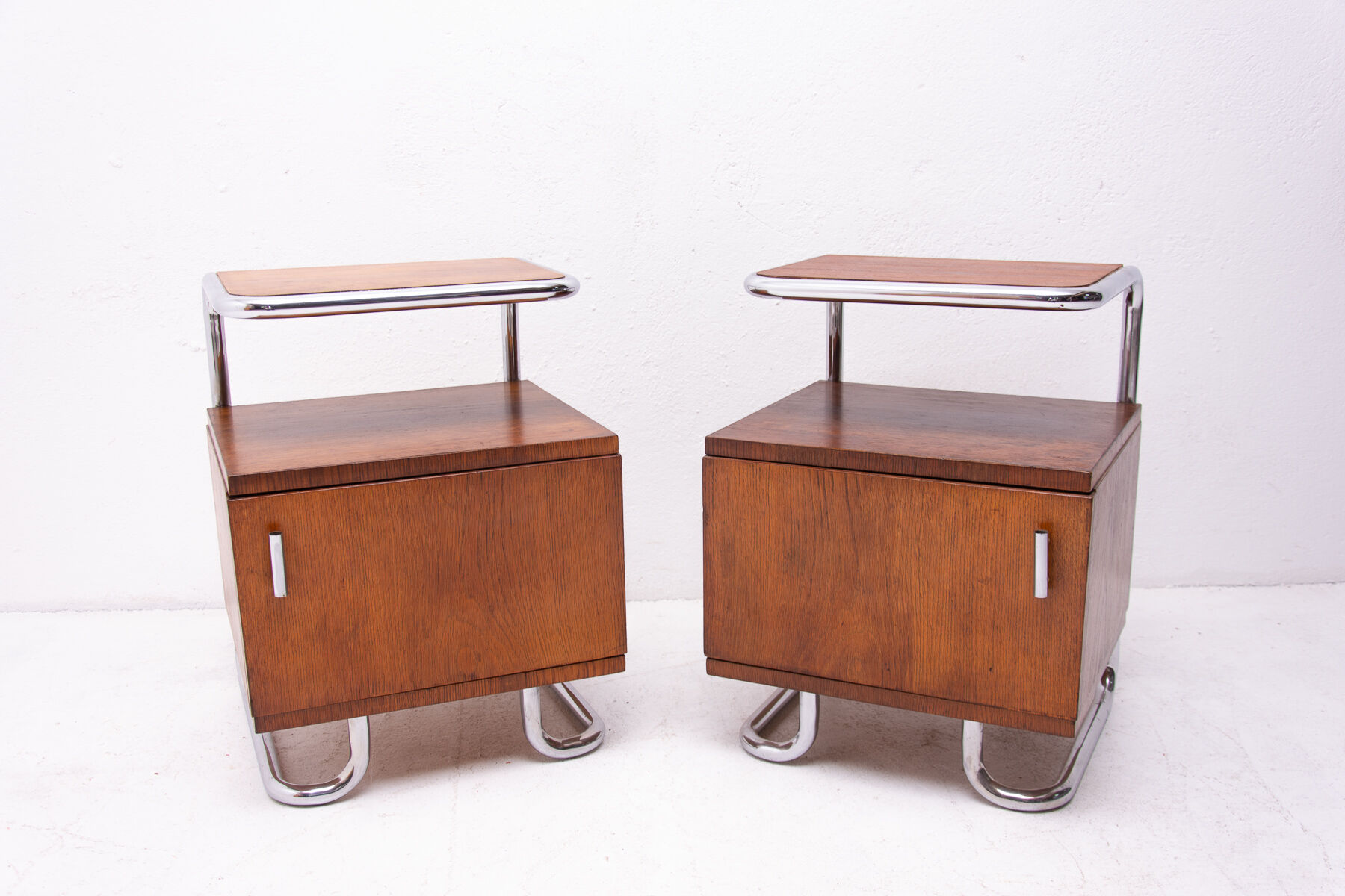 Pair of functionalist chromed night stands by Kovona, 1950’s, Czechoslovakia