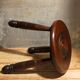 Tripod stool solid wood turned vintage
