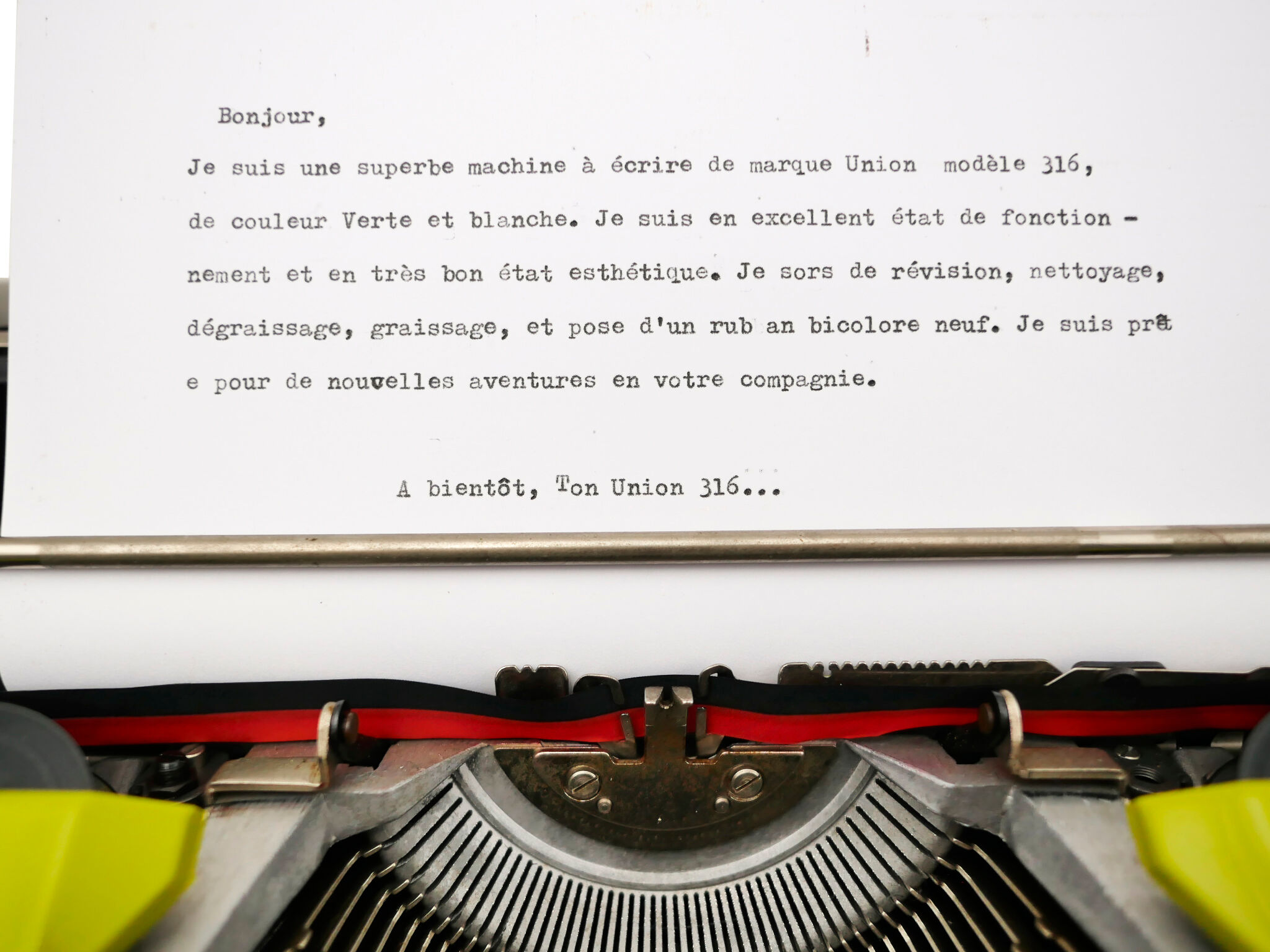Typewriter Union 316 ditto Underwood 315 green revised ribbon new