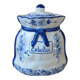Ceramic onion pot made and hand painted pattern indigo blue flowers Portugal