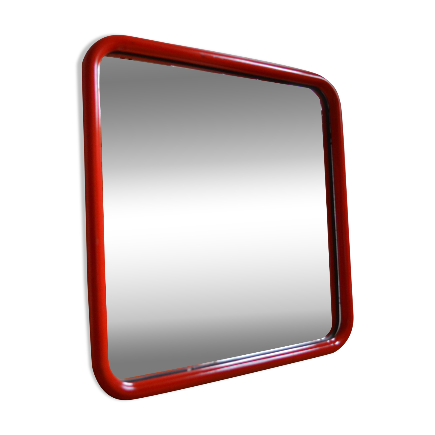 80s red post-modernist mirror dim: 60 x 60 cm