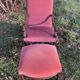 Armchair Voltaire or shepherdess and foot rest in pink velvet Louis XVI