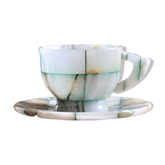 Set 5 cups and saucers gridded in translucent mineral