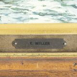 Tableau huile sur toile signée E.Myller "pêche nocturne"