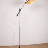 Large tilting floor lamp in steel and teak by Georges Frydman 1960.