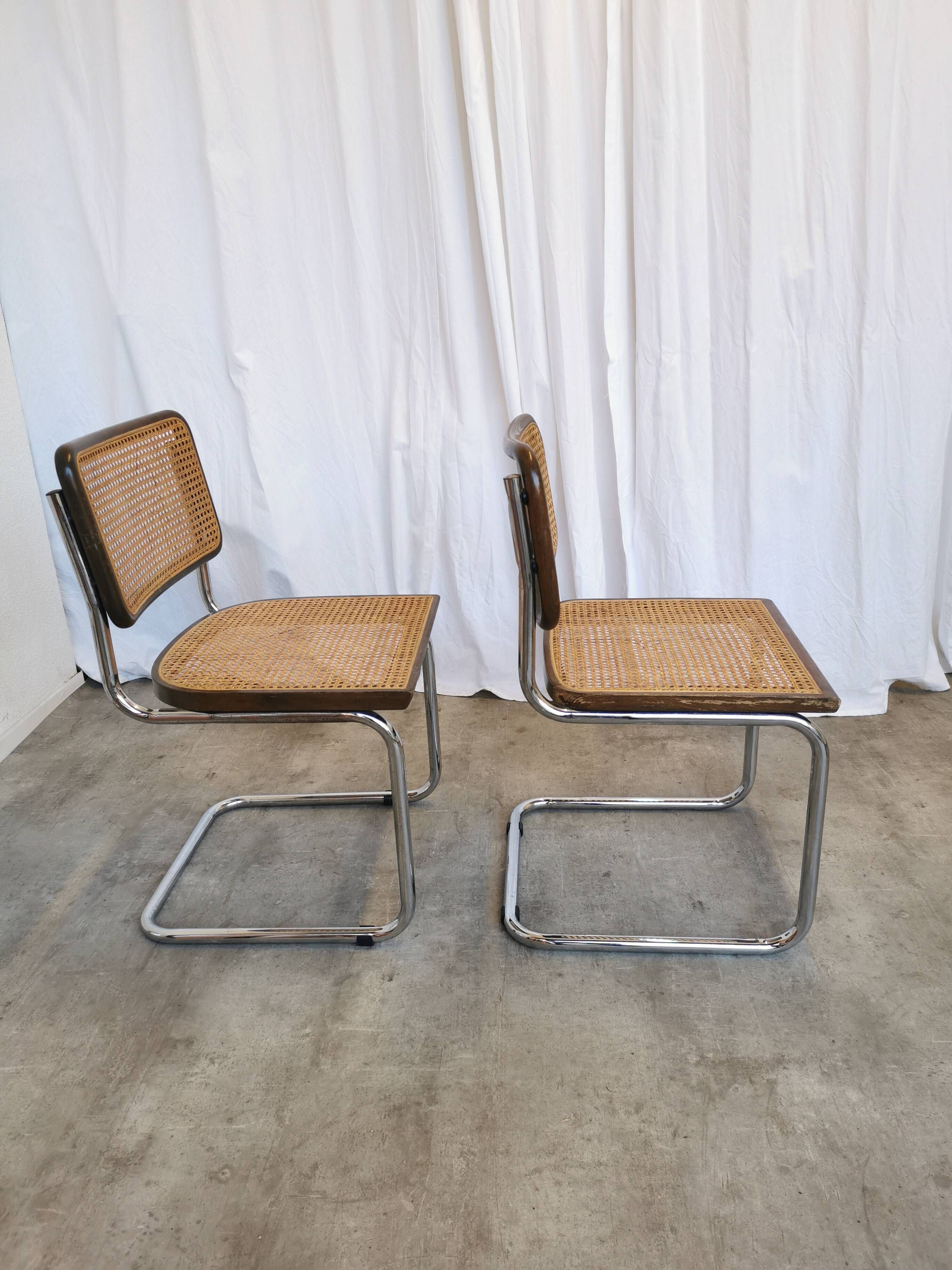 Set of 2 Vintage Cesca Cane Chair: 1970s Italian Mid-Century Modern Dining