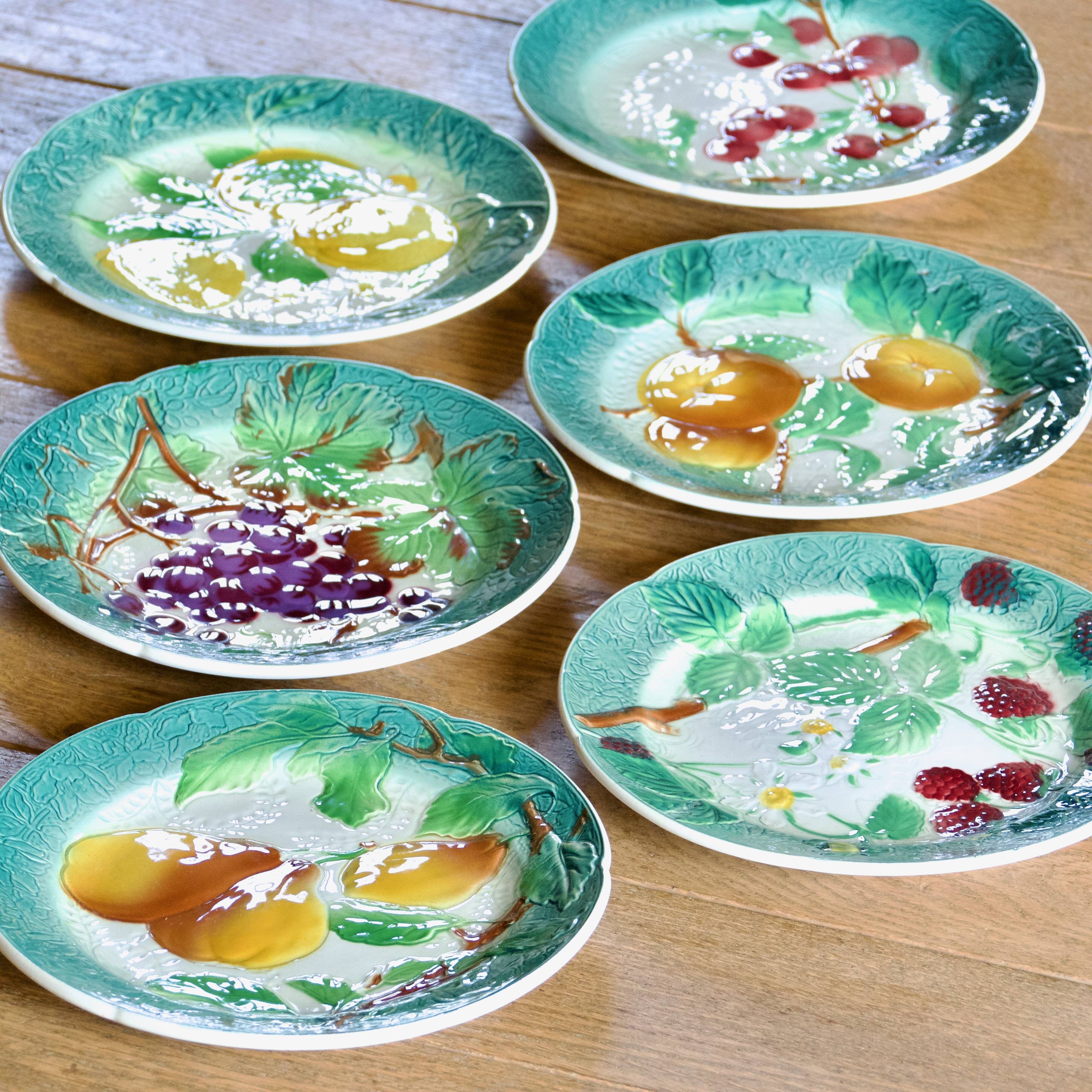 1922 KG Lunéville Badonviller barbotine fruit plates