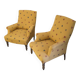 Pair of light mustard yellow English armchairs