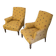 Pair of light mustard yellow English armchairs