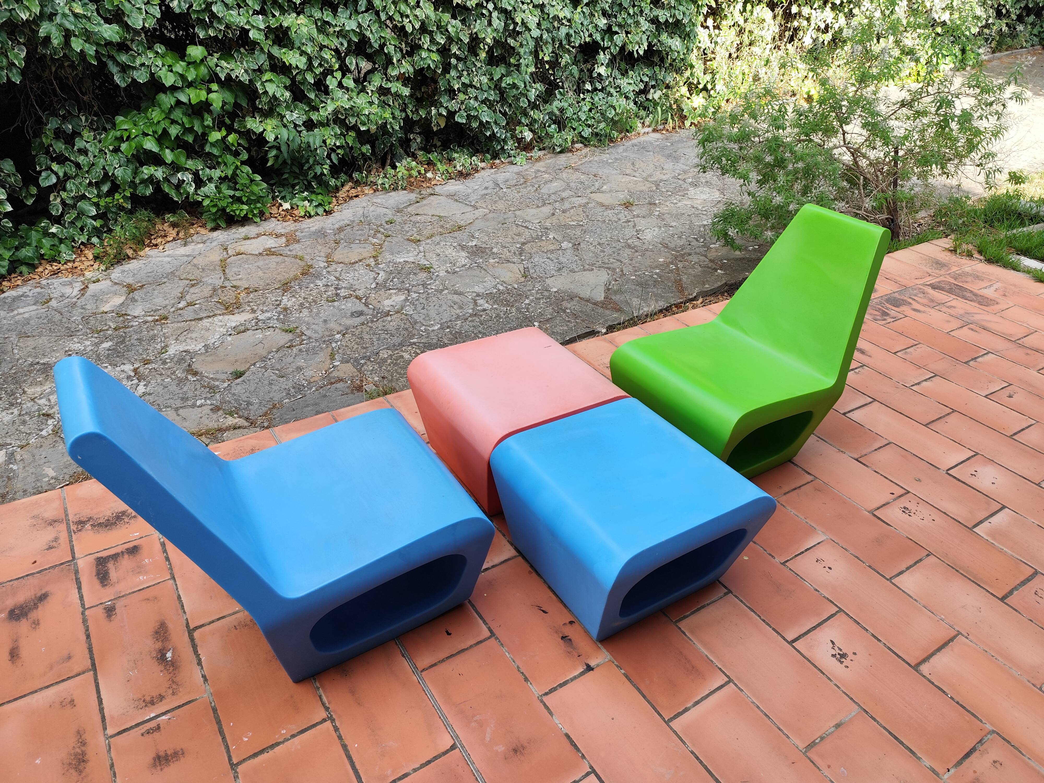 2 armchairs and 2 ottomans by Wiel Arets for Quinze & Milan vintage