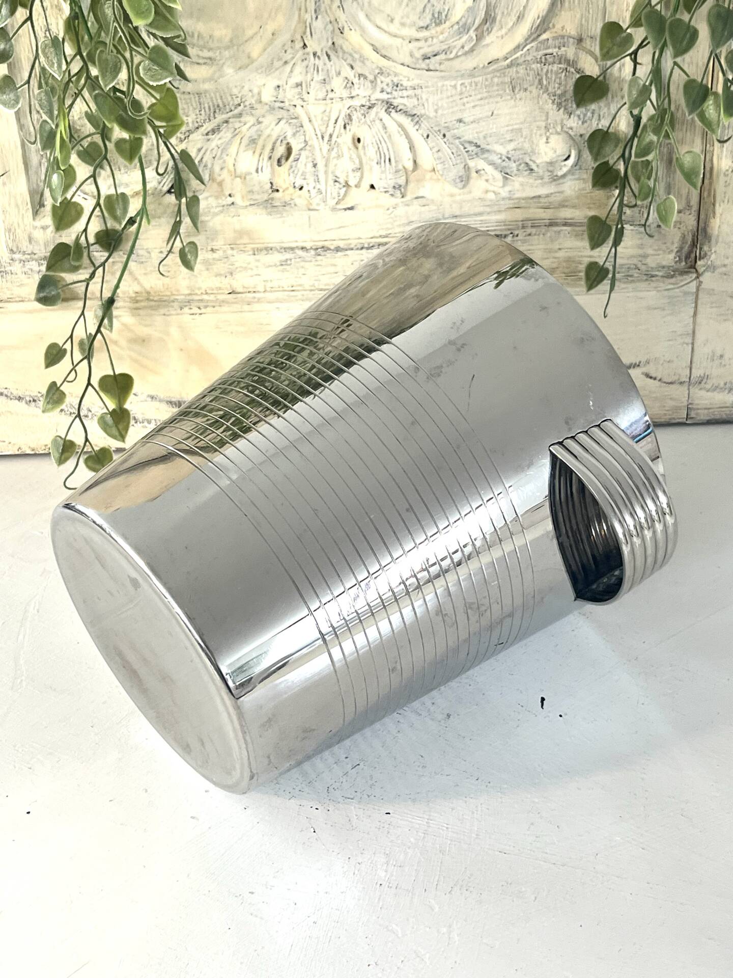 Art Deco Champagne Ice Bucket, Vintage French Chromed Stainless Steel