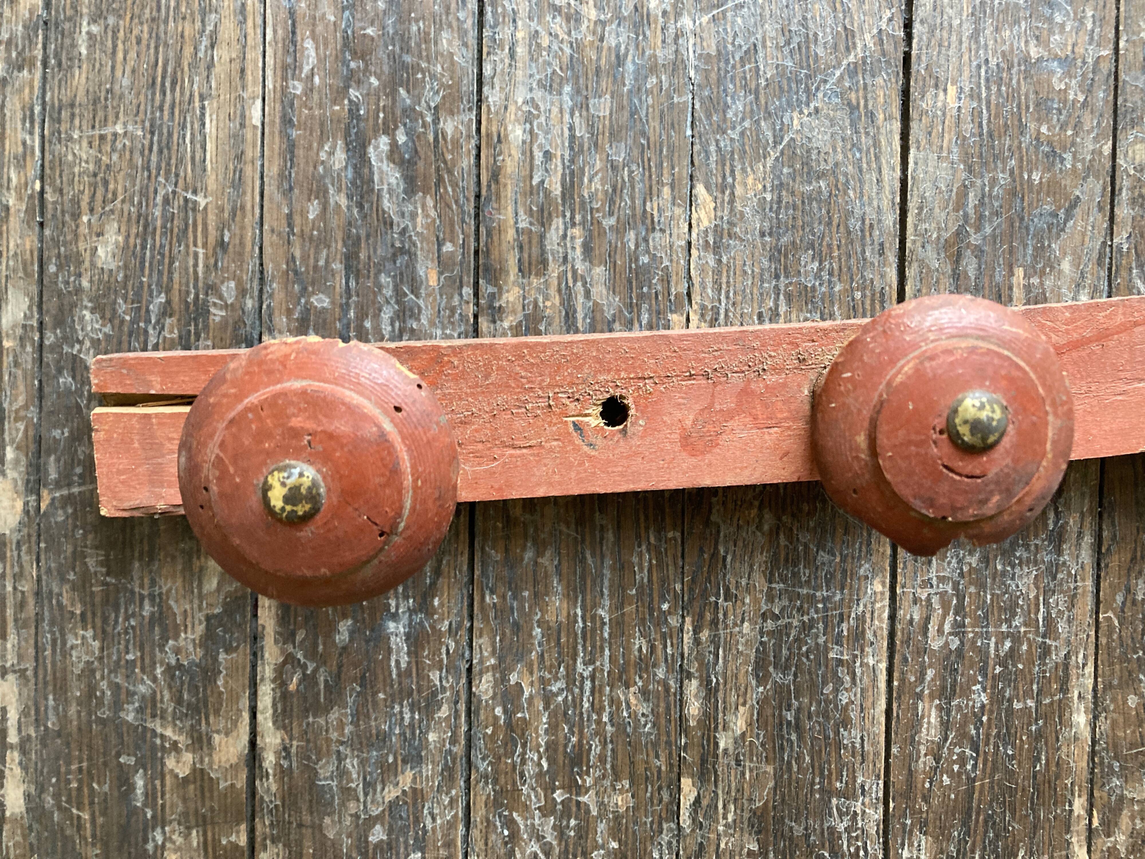 Original patina wooden farmhouse coat hook 86cm