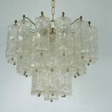 Mid-Century Toni Zuccheri for Venini, corteccia murano glass chandelier. 1960s Italy