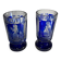 Cristal de Bohême, set de 2 verres doublé taillé bleu cobalt, ca 1900