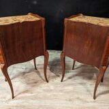 Pair Of Louis XV Style Bedside Tables In Rosewood Marquetry