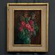 Huile sur bois nature morte bouquet de roses XXe par Mauboussin