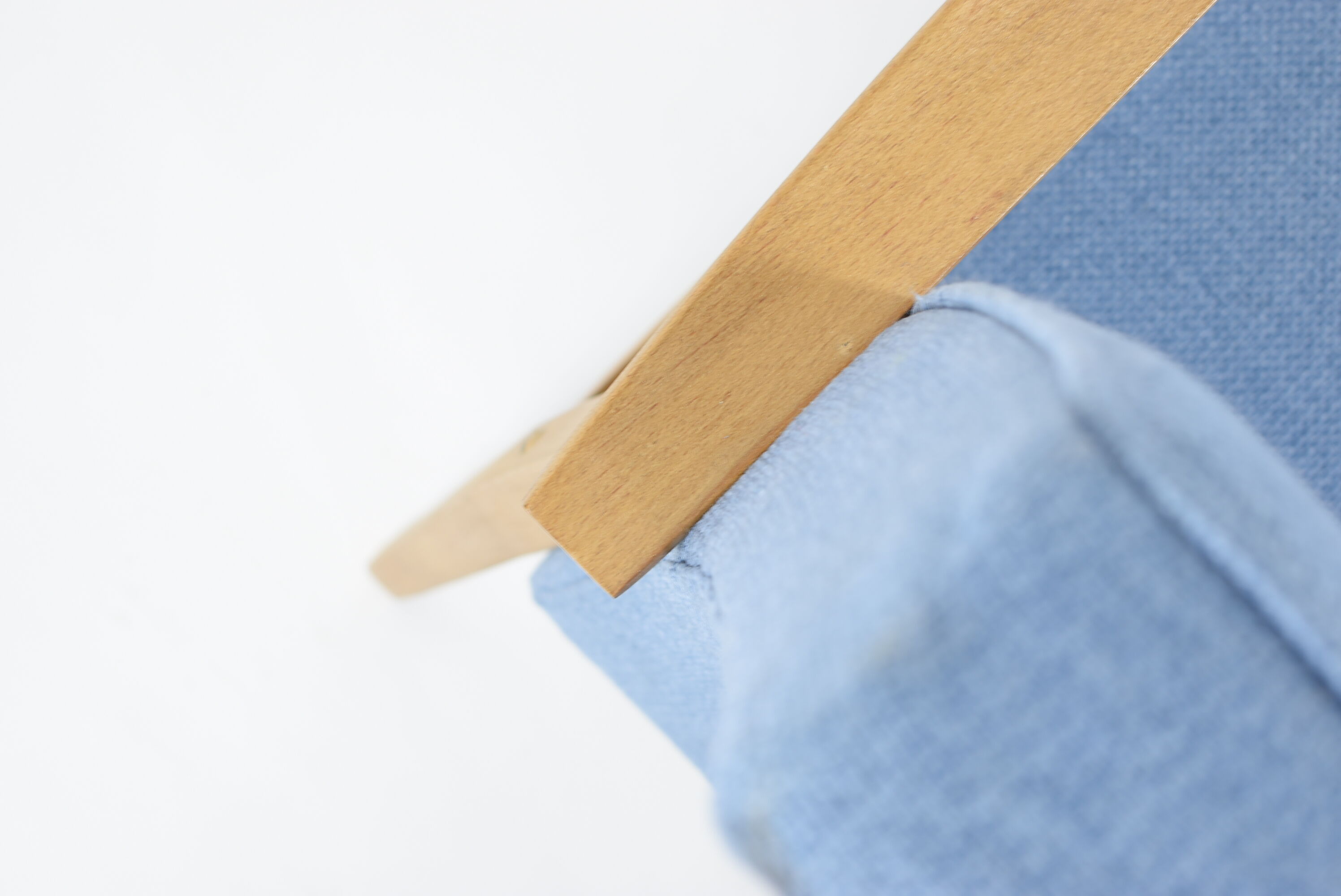 Vintage armchair 1970s, fully refubrished, blue fabric