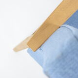 Vintage armchair 1970s, fully refubrished, blue fabric