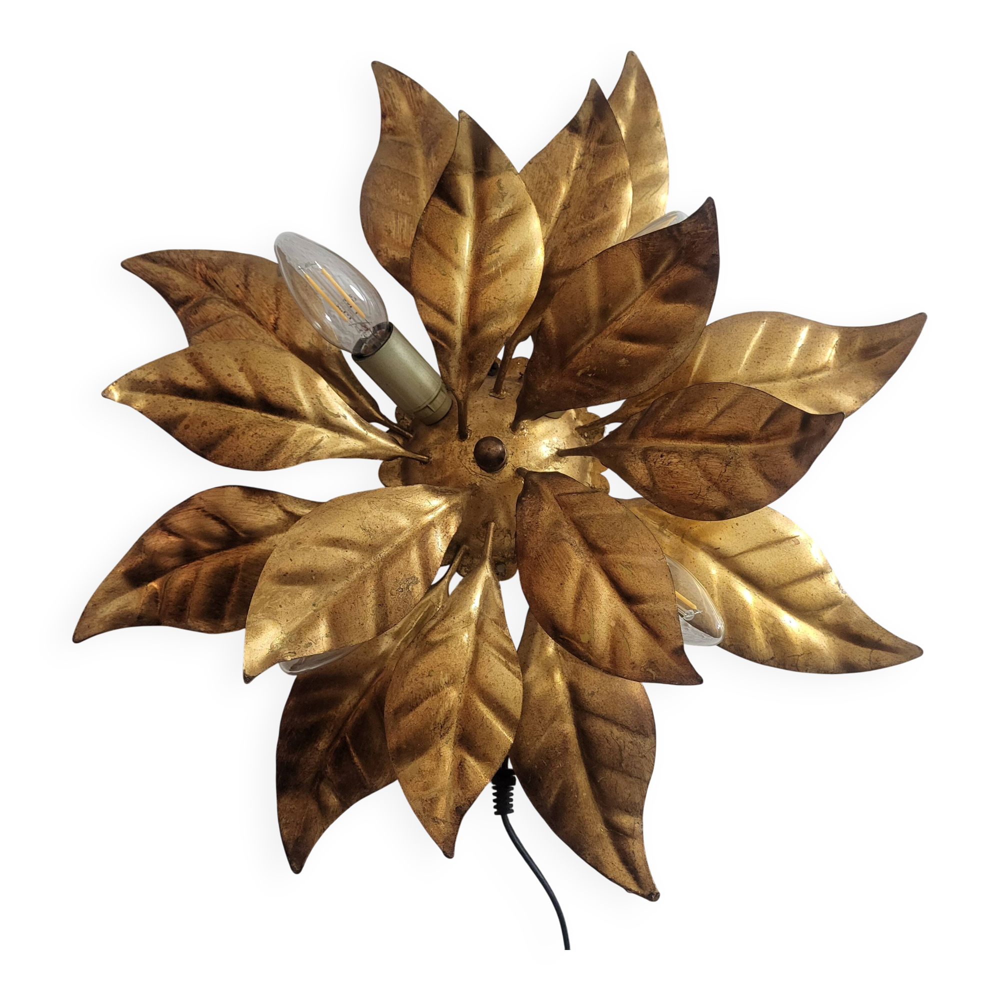 2 gold leaf wall sconces, design by Hans Kogl, Germany, 1960.