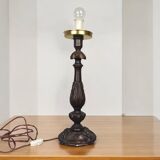 Large wooden table lamp with Glass lampshade