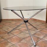 Tripod roundtable steel and glass 1970