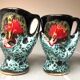 Old coquetiers signed Vallauris Turquoise and Red
