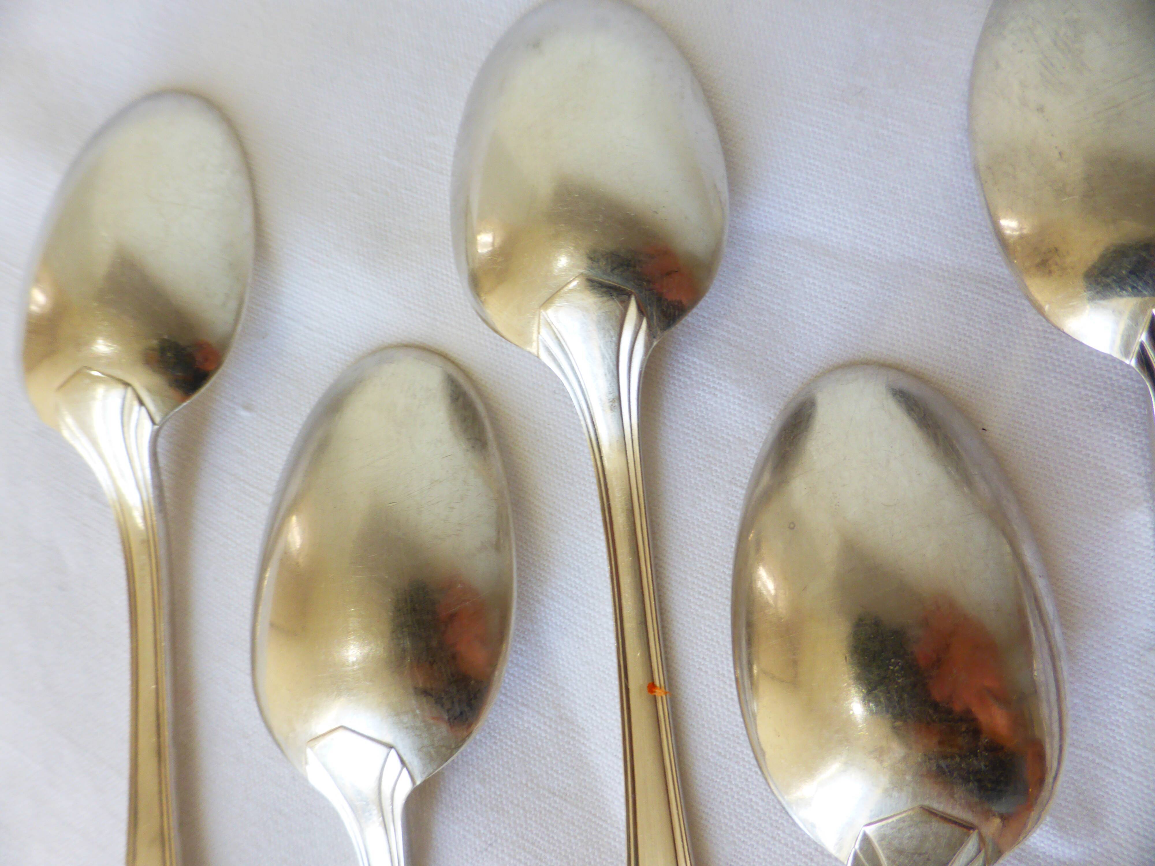 6 teaspoons Christofle art deco style silver metal 220666