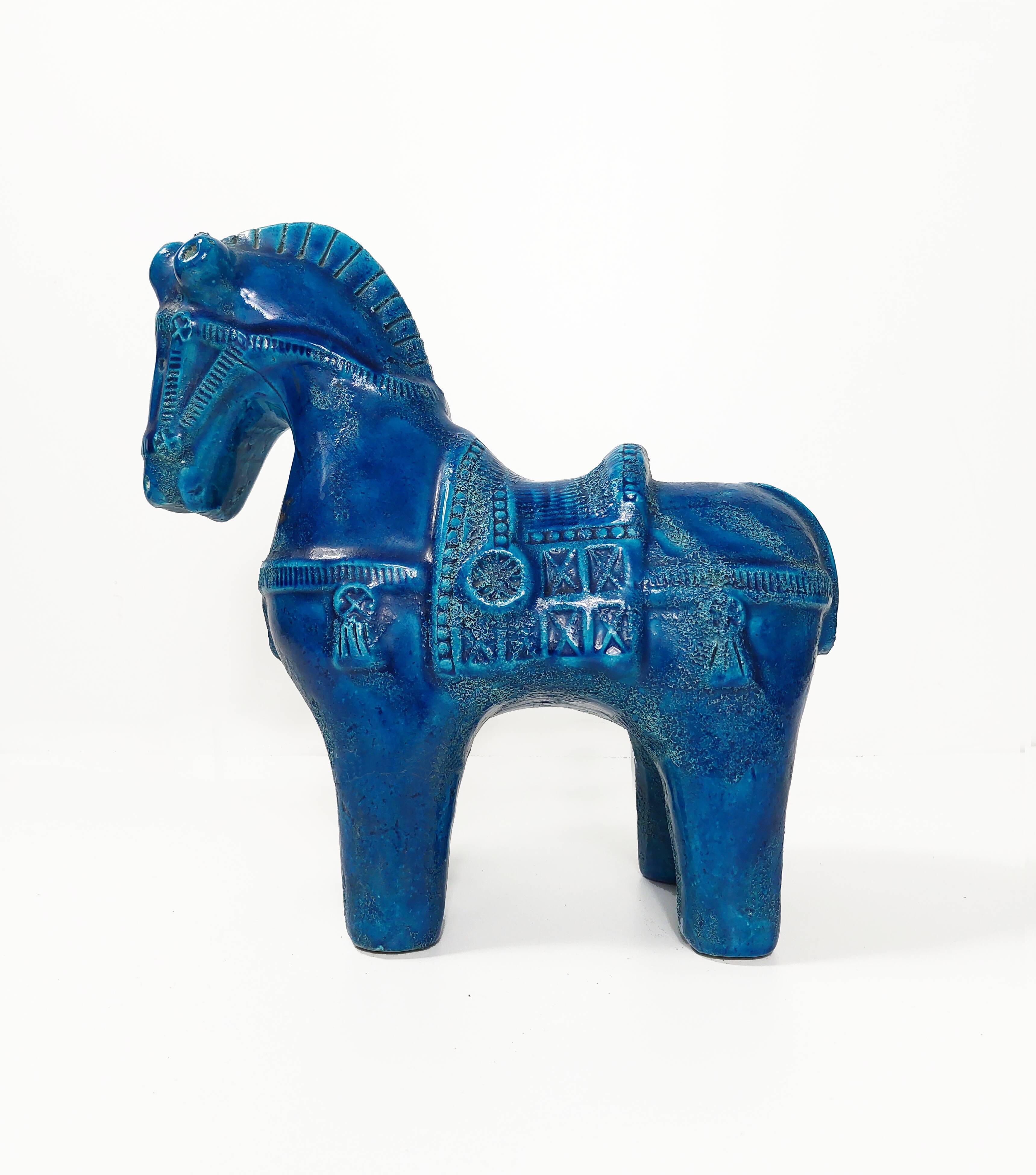 Cheval en céramique en Rimini blue par Aldo Londi