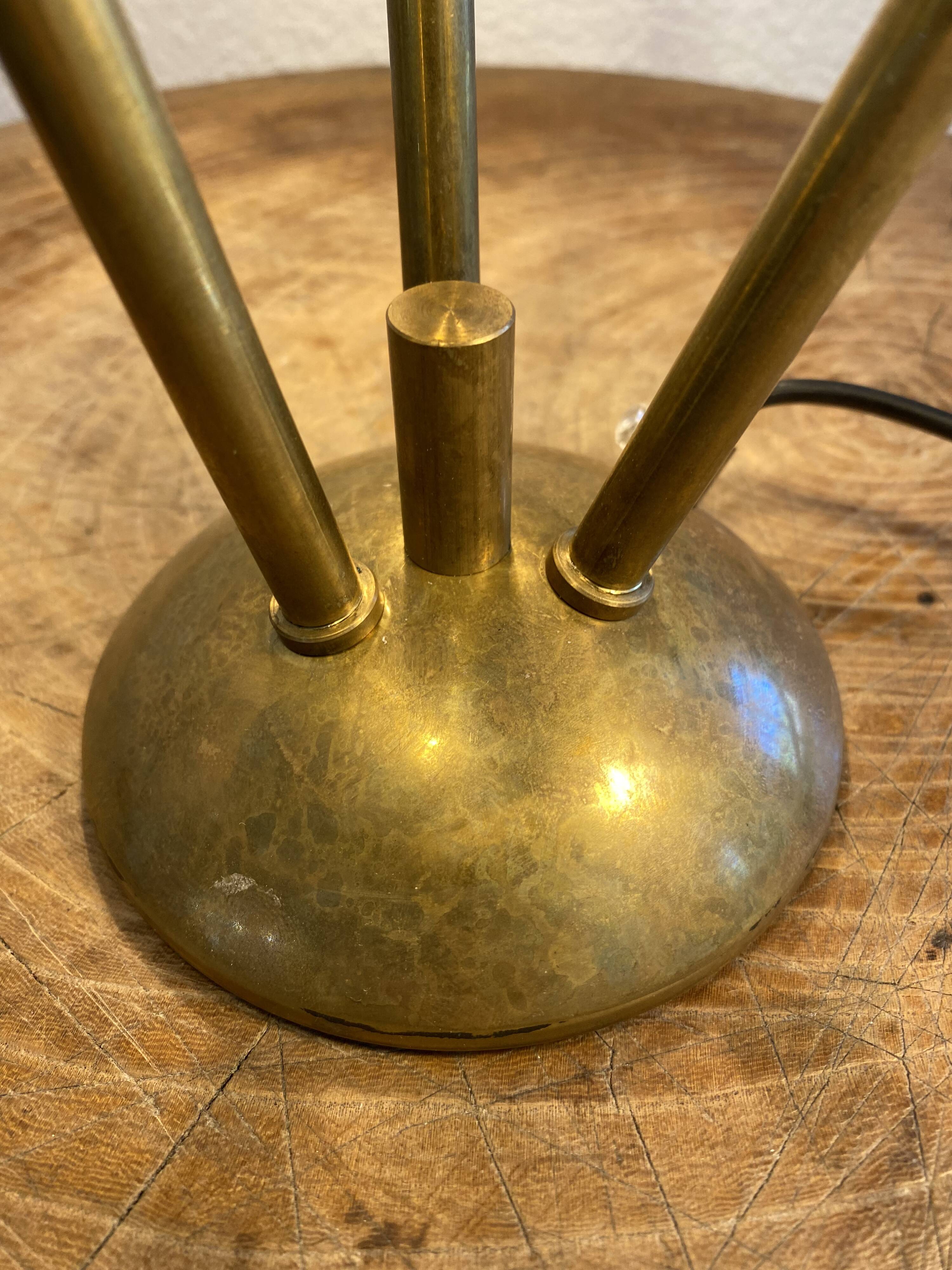 Italian three-headed brass lamp, 50s design