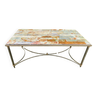 Vintage onyx and marble coffee table