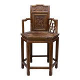 Antique Armchair with Hexagonal Wooden Seat, 1890s