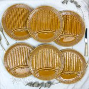 6 asparagus plates in slurry earthenware made in france 1970
