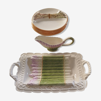 Asparagus set including a dish, 6 plates and slip sauce boat