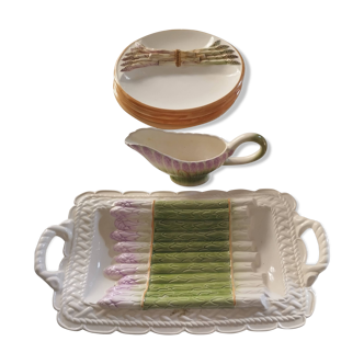 Asparagus set including a dish, 6 plates and slip sauce boat