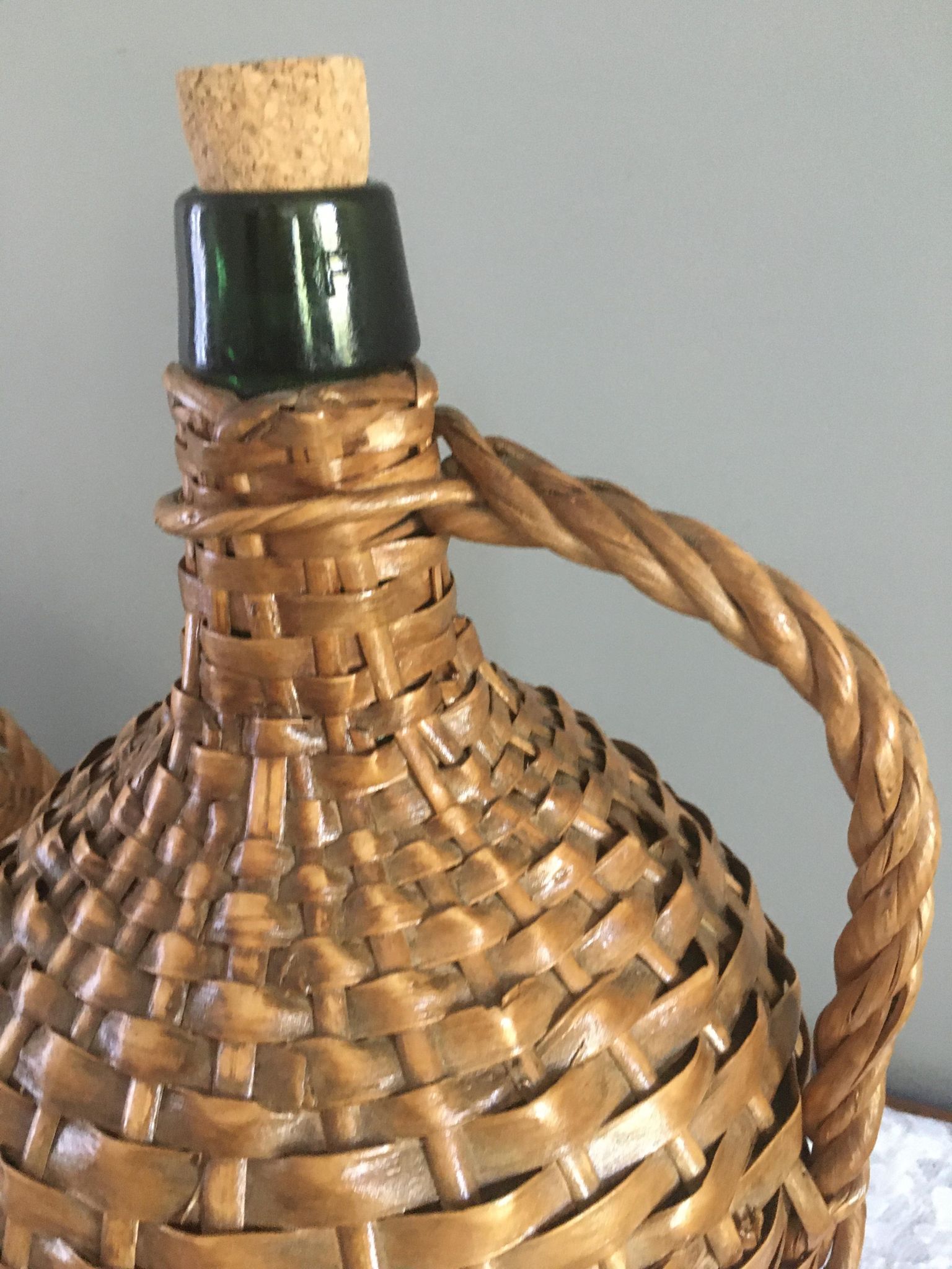 Vintage Dame-Jeanne duo and their rattan/wicker dresses